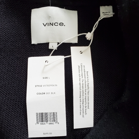New Vince Sweater Back Drape Neck Black Coat NWT Large - Picture 13 of 16